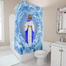 Jezus in de wolken douchegordijn