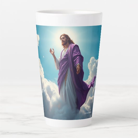 Jezus in de wolken latte mok (Voorkant)