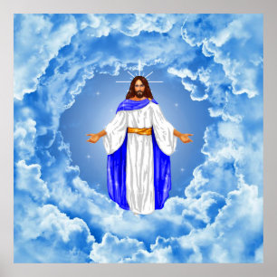Jezus in de wolken poster