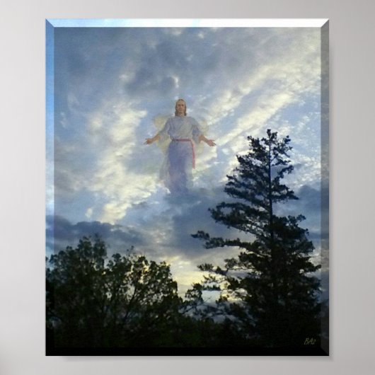 Jezus in de wolken poster (Voorkant)