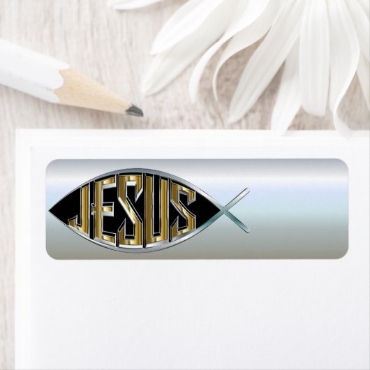 Jezus in een vissymbool etiket (Insitu)