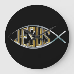 Jezus in een vissymbool grote klok