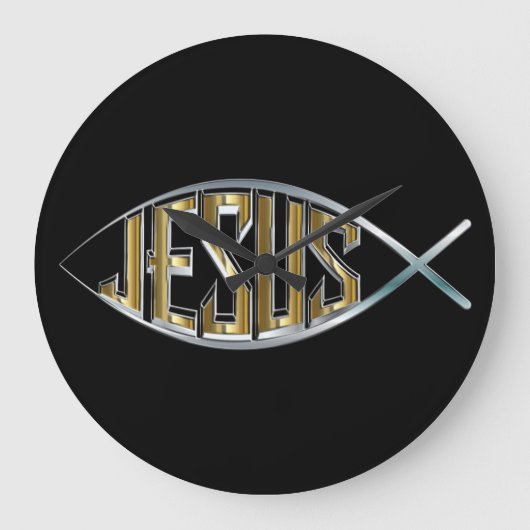 Jezus in een vissymbool grote klok (Voorkant)