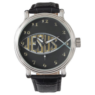 Jezus in een vissymbool horloge