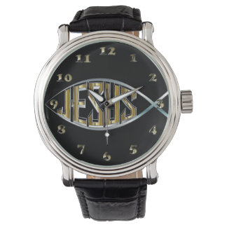 Jezus in een vissymbool horloge