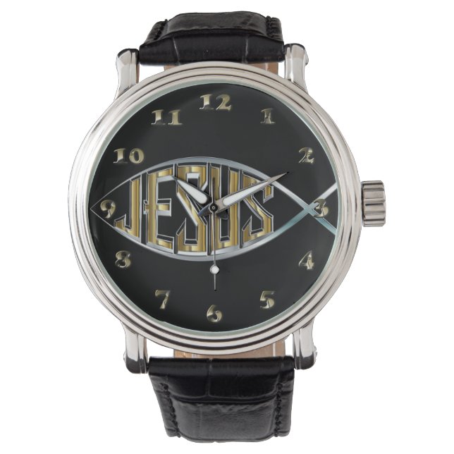 Jezus in een vissymbool horloge (Voorkant)