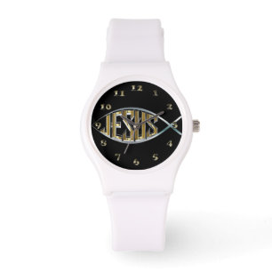Jezus in een vissymbool horloge