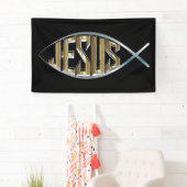 Jezus in een vissymbool spandoek (Insitu)