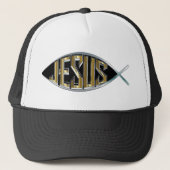 Jezus in een vissymbool trucker pet (Voorkant)