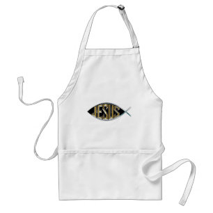 Jezus in een vissymbool Zazzle HEART Apron Standaard Schort