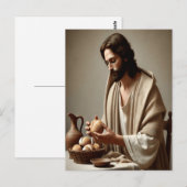 Jezus in eenzaamheid breekt heilig brood briefkaart (Voorkant / Achterkant)