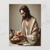 Jezus in eenzaamheid breekt heilig brood briefkaart (Voorkant)