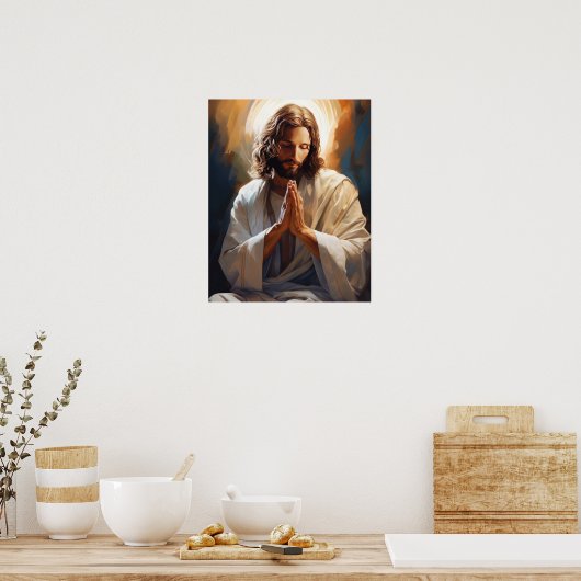 Jezus in gebed Poster (Keuken)