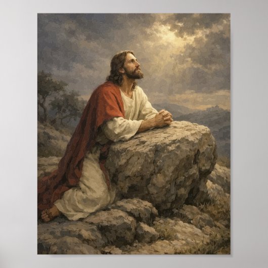 Jezus in Gethsemane Gebed Poster – Vreedzaam (Voorkant)