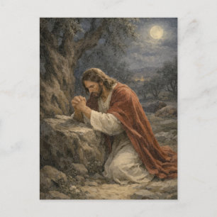 Jezus in Gethsemane Gebedsansichtkaart – Troost Briefkaart