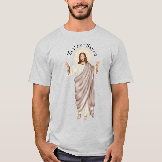 Jezus in Glory nadert met open armen U R Opgeslage T-shirt (Voorkant)