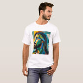 Jezus in groene kubisme 6 t-shirt (Voorkant volledig)