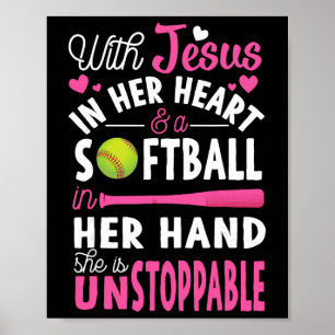 Jezus in haar hart Zachte Hand Grappige kan Gesche Poster