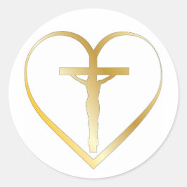 Jezus in het hart ronde sticker
