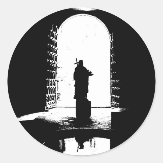 Jezus in het licht ronde sticker (Voorkant)