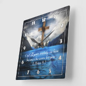 Jezus in het rimpelwater 1 Peter 5:7 Vierkante Klok (Hoek)