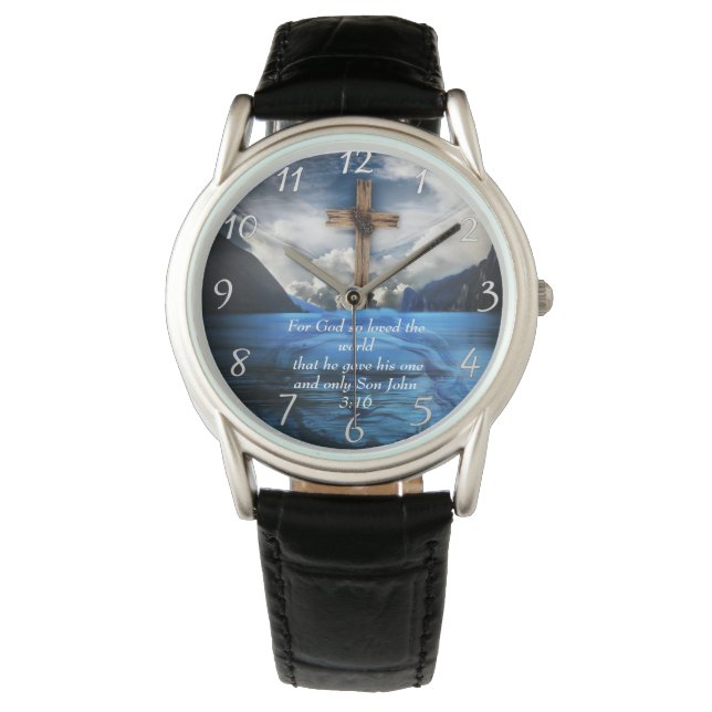 Jezus in het rimpelwater John 3:16 Horloge (Voorkant)