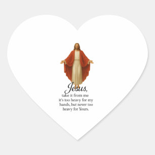 Jezus in het Rood en Wit Hart Sticker