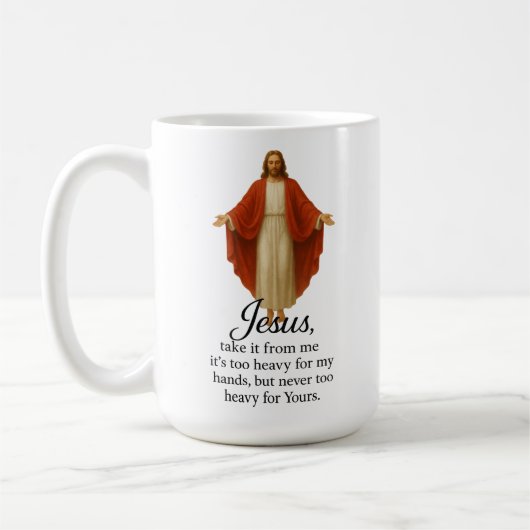 Jezus in het Rood en Wit Koffiemok (Links)