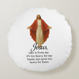 Jezus in het Rood en Wit Rond Kussen