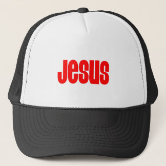Jezus in het rood trucker pet