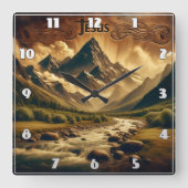 Jezus in majestueus berglandschap met rivier vierkante klok (Voorkant)