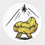 Jezus in Manger 3Wisemen Isaiah 9:6 Gold Kerstmis Labels (Design 1)