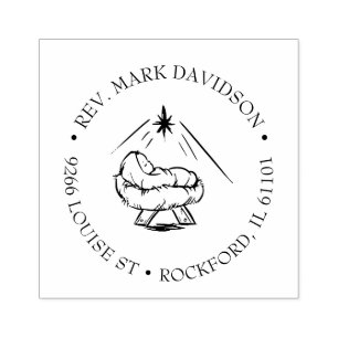 Jezus in Manger Kerstster Religieus Rubberstempel