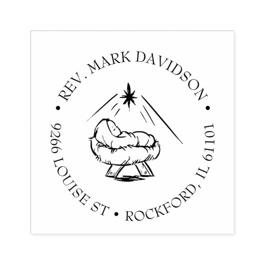 Jezus in Manger Kerstster Religieus Rubberstempel (Afrduk)