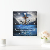 Jezus in rimpelwater Proverbs 3:5 Vierkante Klok (Huis)