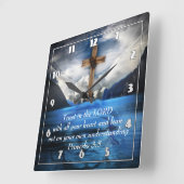 Jezus in rimpelwater Proverbs 3:5 Vierkante Klok (Hoek)