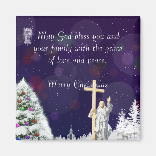 Jezus in sneeuw magneet (Voorkant)