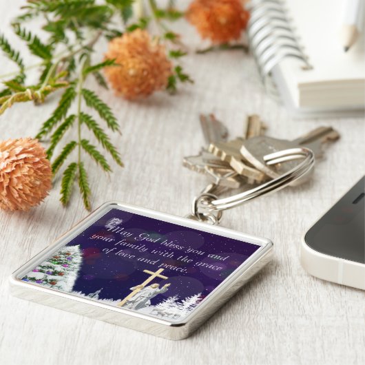 Jezus in sneeuw sleutelhanger (Zijkant)