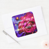 Jezus is altijd bij mij - kleurrijke Roos-stickers Vierkante Sticker (Envelop)
