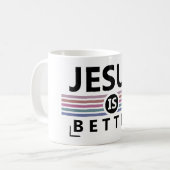 Jezus is beter koffiemok (Voorkant links)
