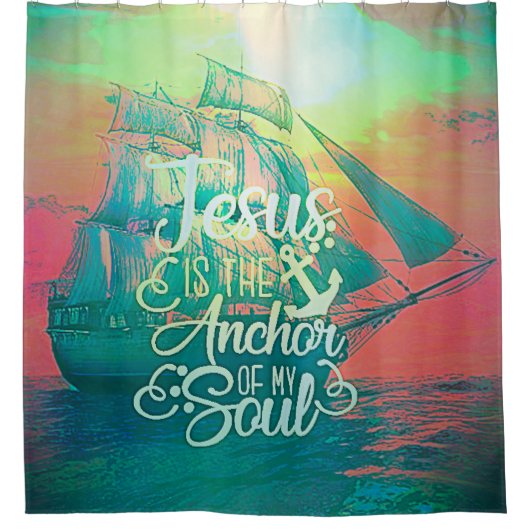Jezus is de Anchor Douchegordijn (Voorkant)