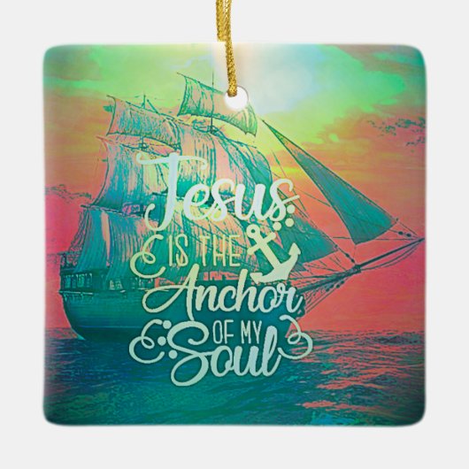 Jezus is de Anchor Keramisch Ornament (Voorkant)