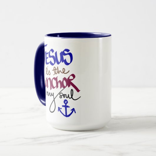 Jezus is de Anchor van Mijn soep Mok (Voorkant links)