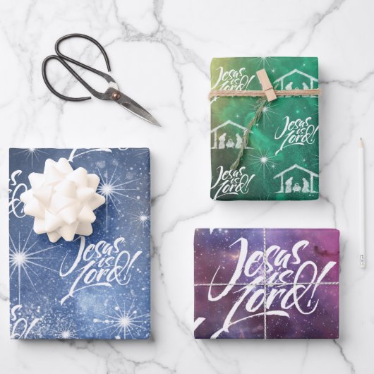 Jezus is de Christelijke kerstbelettering van Chri Inpakpapier Vel (Voorkant)