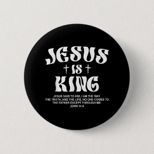 Jezus is de Christelijke Koning in het Bijbelvers  Ronde Button 5,7 Cm