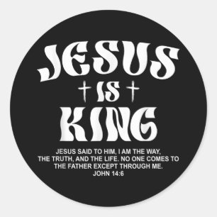 Jezus is de Christelijke Koning in het Bijbelvers  Ronde Sticker