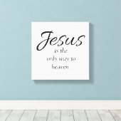 Jezus is de enige weg naar de hemel zwart wit canvas afdruk (Insitu (Houten vloer))