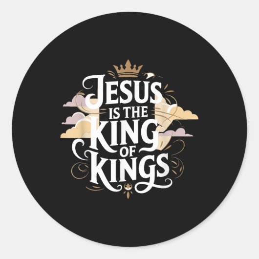 Jezus is de Koning der Koningen Ronde Sticker (Voorkant)