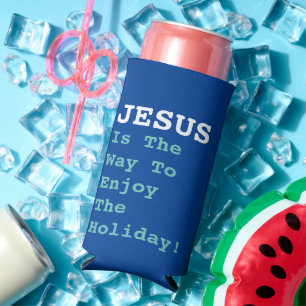 "JEZUS is de manier om van de vakantie te genieten Seltzer Blikjeskoeler