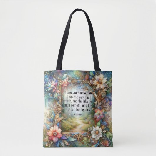 Jezus is de manier waarop bloemige bijbelvers Chri Tote Bag (Voorkant)